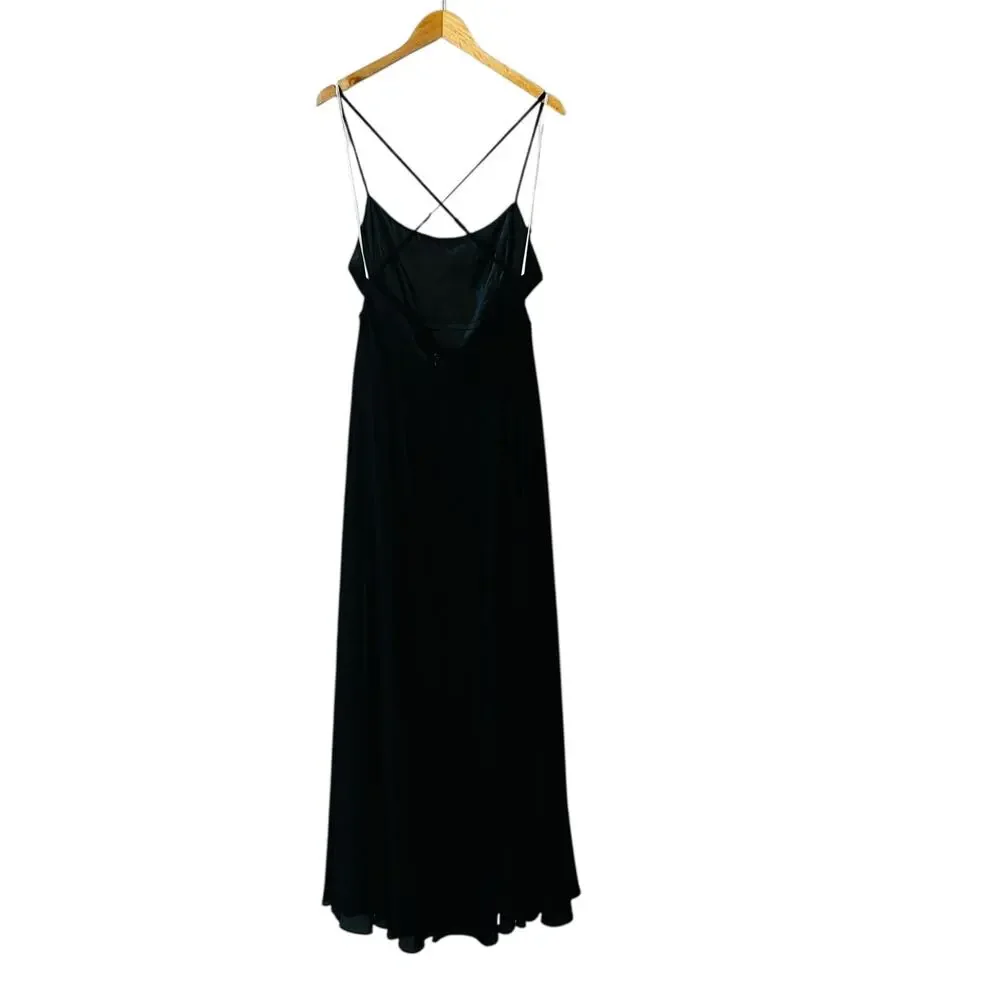 Lulus Classic Grace Spagetti Strap Front Split Maxi Dress Size XL Black - Picture 3 of 8